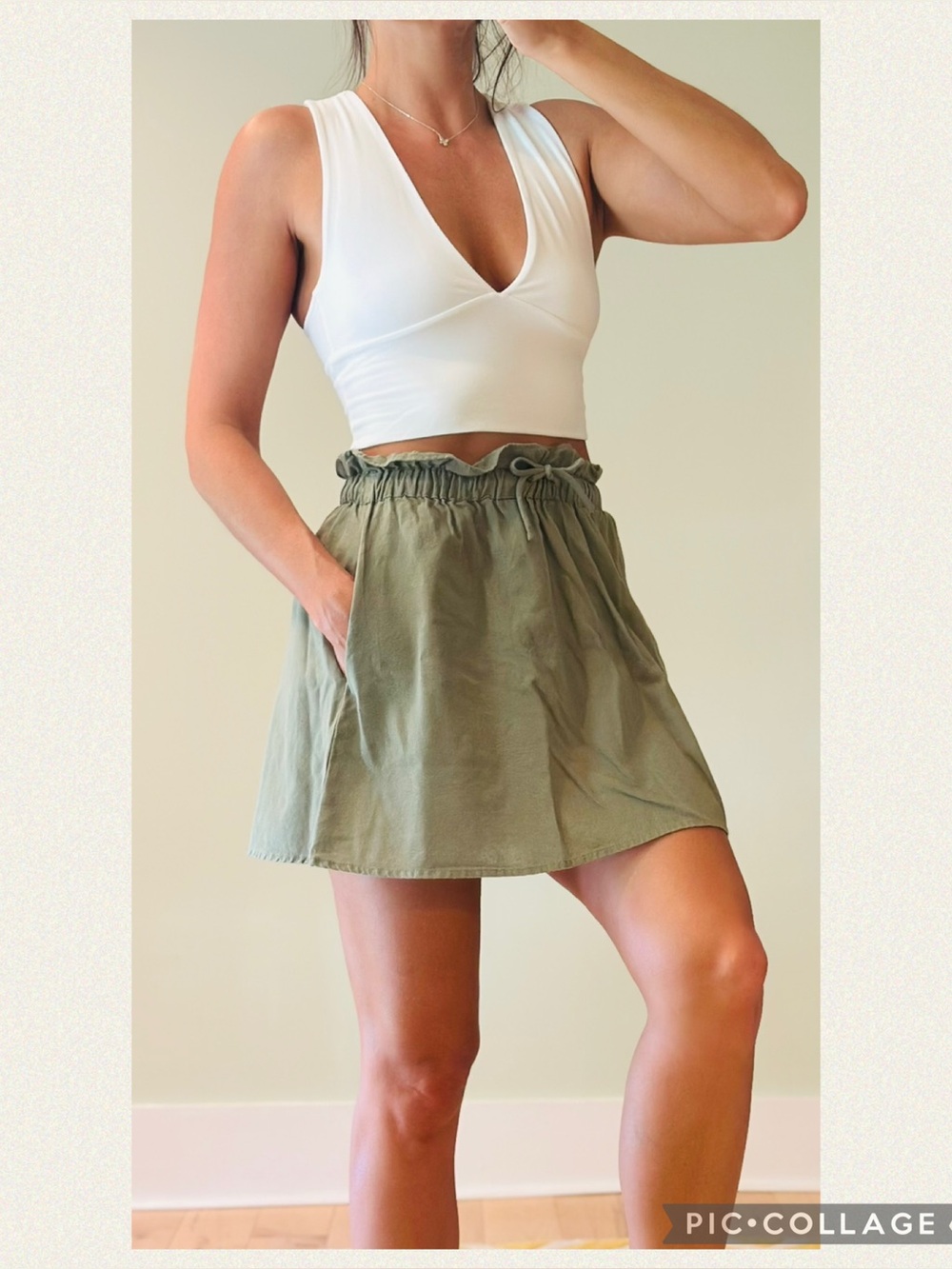 ASOS Olive Green Drawstring Waist Mini Skirt